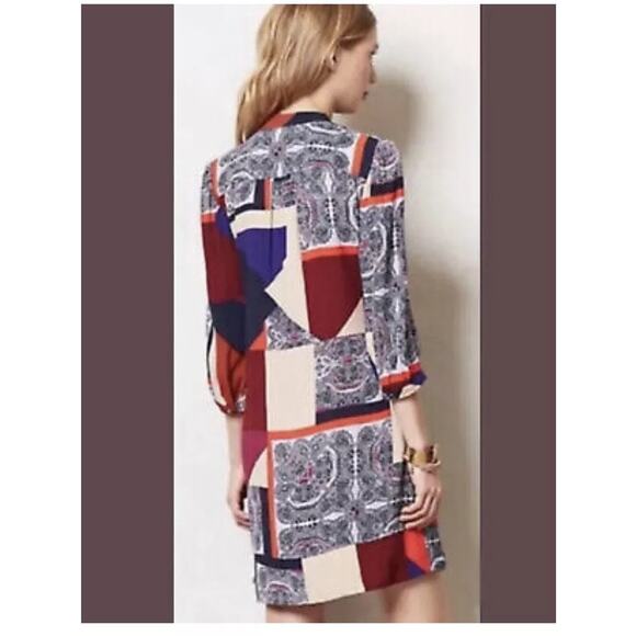 Anthropologie Maeve Patchwork Print Bohemian Colorful Paisley Dress - Picture 2 of 8